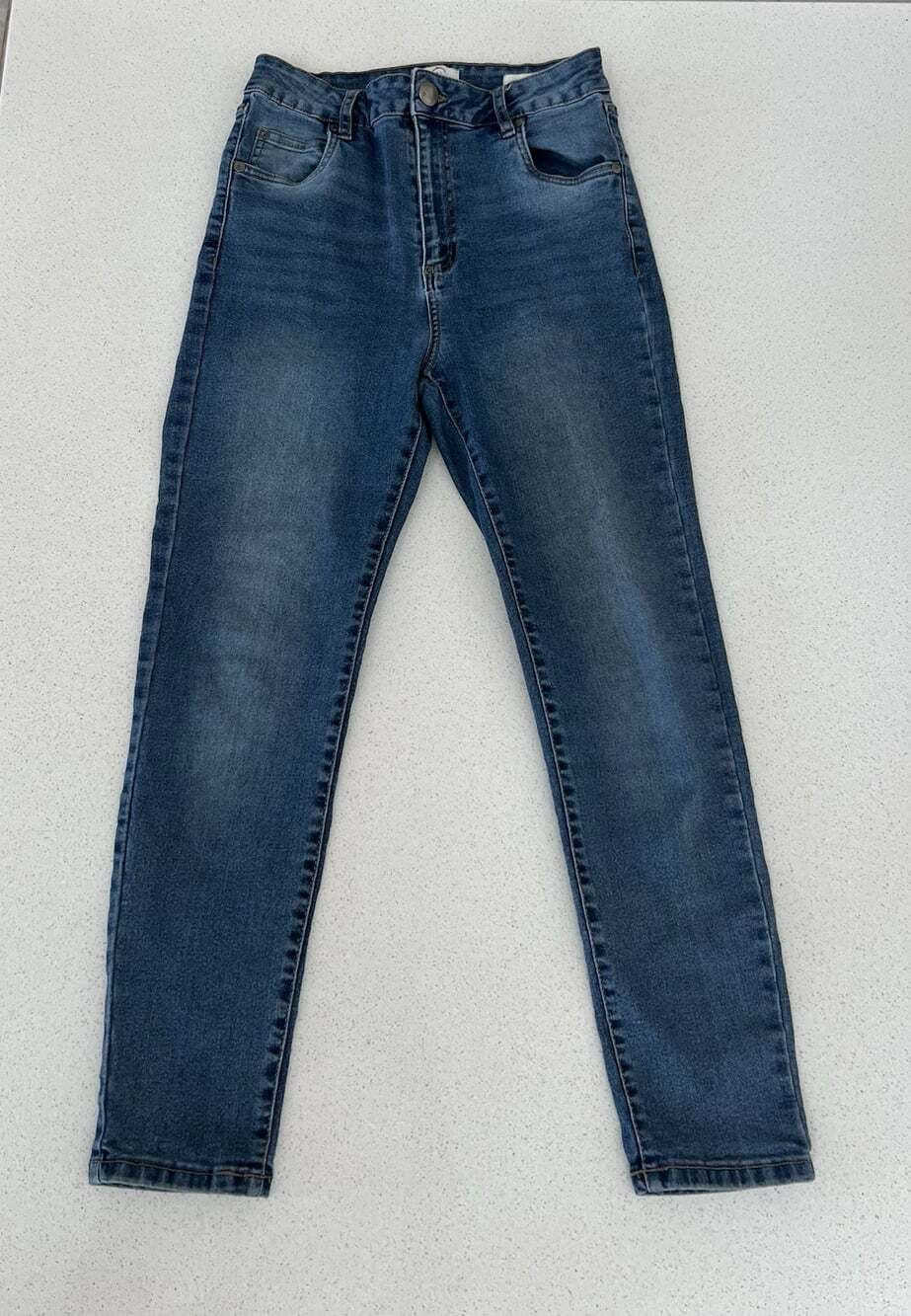 Cotton On High Rise Skinny Blue Denim Jeans Stretch Pockets Medium Wash Women